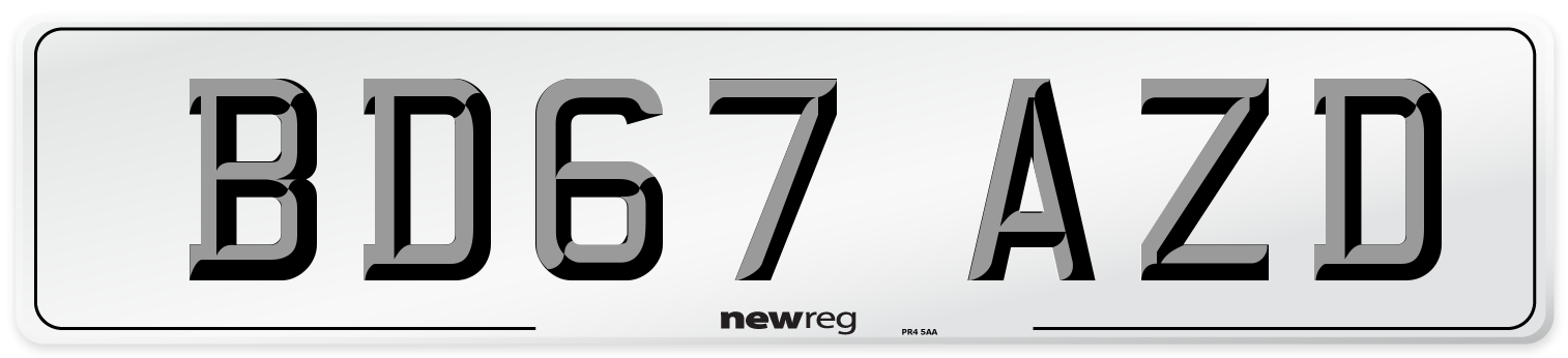 BD67 AZD Number Plate from New Reg